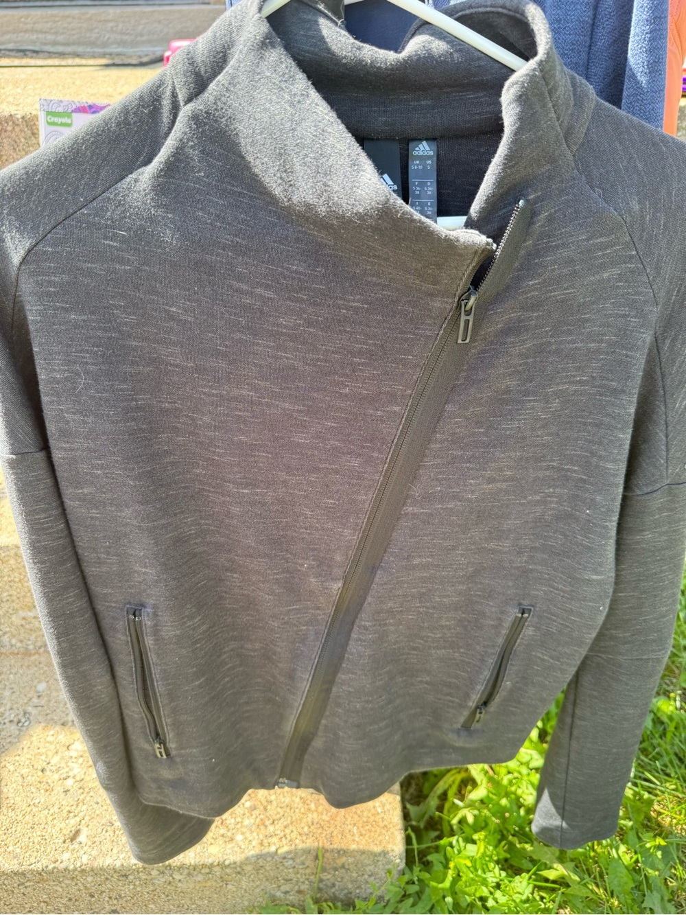 Adidas women’s Heather Charcoal Zip-Up Sweater Jacket